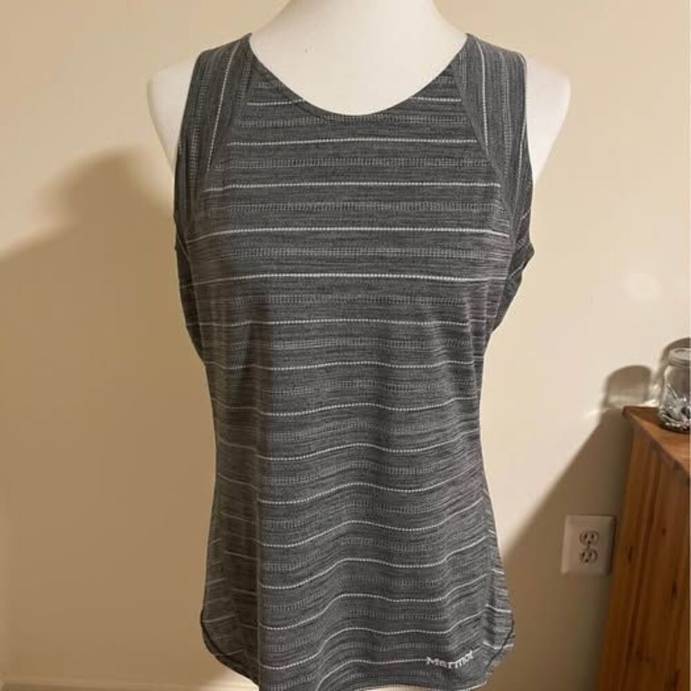 Marmot Grey Striped Tank Top Medium
